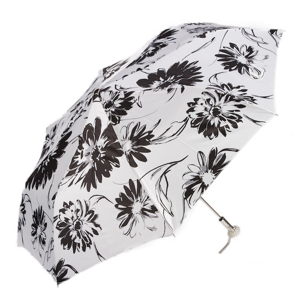 black and white floral patio umbrella Elegant Black and White Flowered Black and White Umbrella for Women