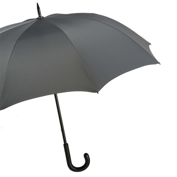 Classic Leather Black Handle Grey Mini Chevron Umbrella