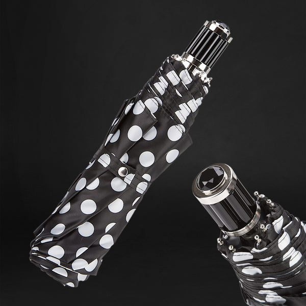 black and white polka dot patio umbrella Unique Black and White Polka Dots Folding Umbrella with Chic Handle fo