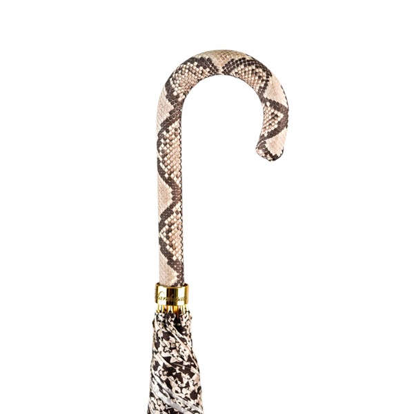Elegant Umbrella with Python-Style Leather Handle and 24K Gold Plating ...