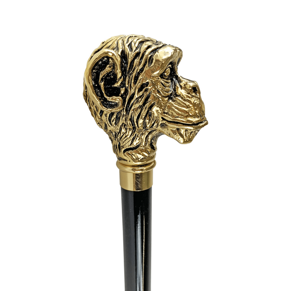 Exclusive Gold-plated Monkey Handle Walking Cane | ART WALKING STICKS