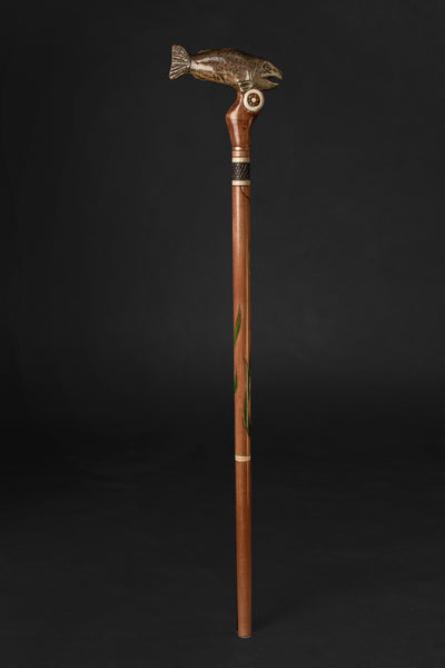Fish Wooden Walking Cane Crafted with Care and Style, Handmade 32 Inches
