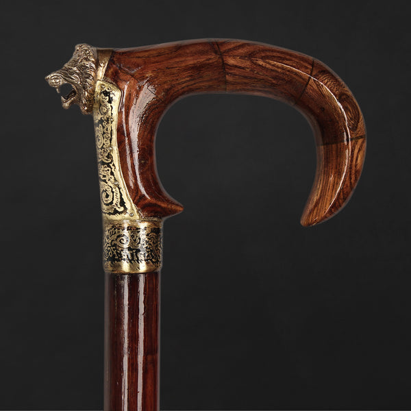 Wood Cane Humaira Nautical Solid Brass Lion Head Handle Wooden Walking Stick Cane Vintage Designer Wooden Cane Vintage Canes & Walking Sticks