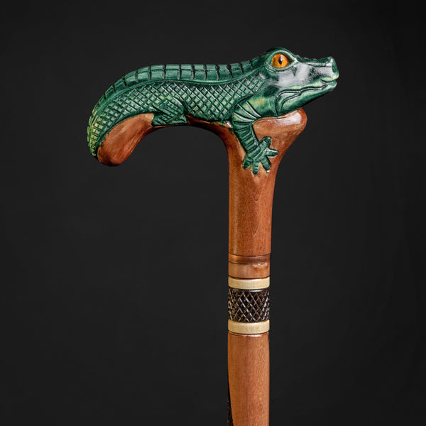 Crocodile Cane  Hand carved walking sticks, Cool walking canes