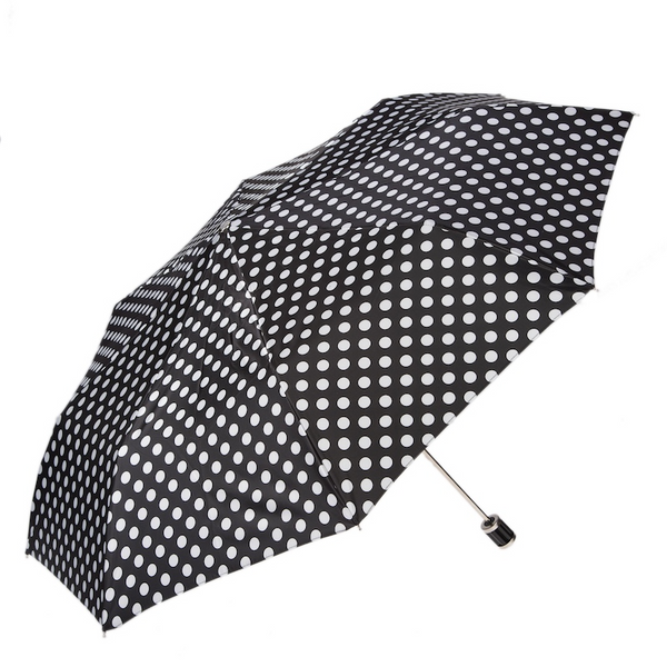 Unique Black and White Polka Dots Folding Umbrella with Chic Handle fo
