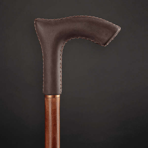 LEATHER Walking Stick Dark Brown
