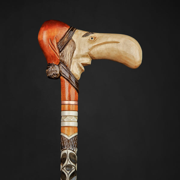 Rare Design Walking Cane, Funny Cane Hand Carved Antique Walking