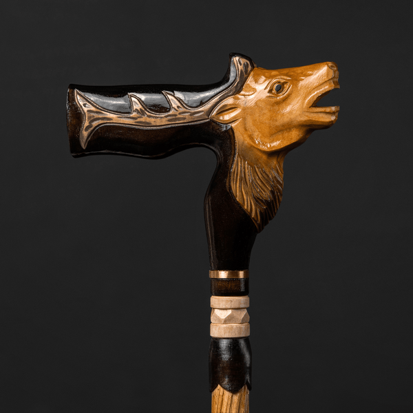 Red Deer Hand Carved Walking Cane, Handmade Walking Sticks ART