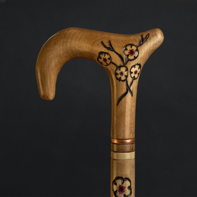 Handcrafted women's walking stick sakura design