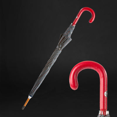 Timeless Elegance: Red Leather Gentlemen's Umbrella