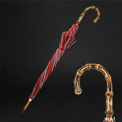 Bamboo handle striped umbrella