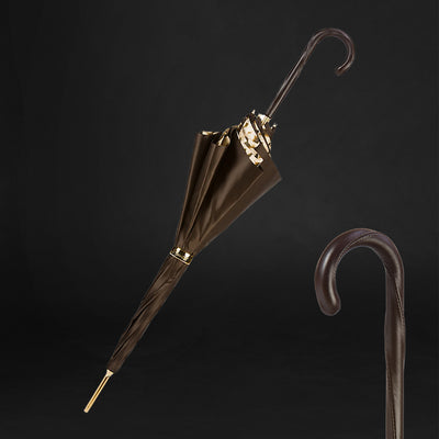 Stylish brown double cloth umbrella with tiger stripes
