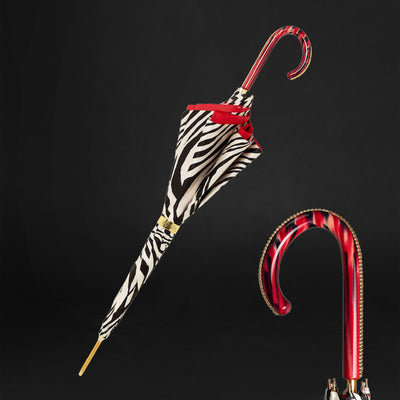 Fashionable red zebra print umbrella for ladies