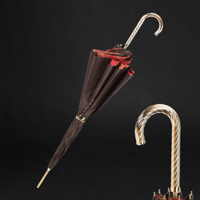 Fashionable brown double cloth umbrella for women