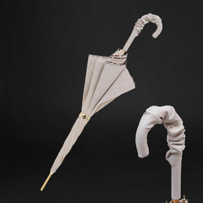 Chic ivory umbrella with leopard print interiorChic ivory umbrella with leopard print interior