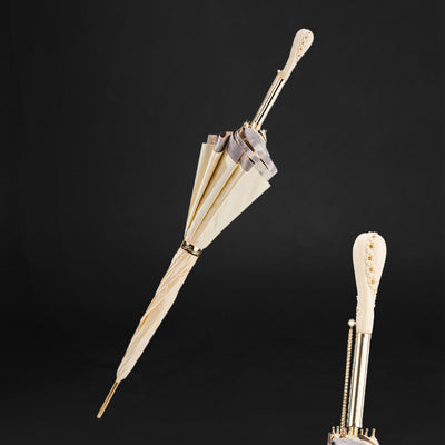 Fashionable creamy-white leopard print umbrella for women