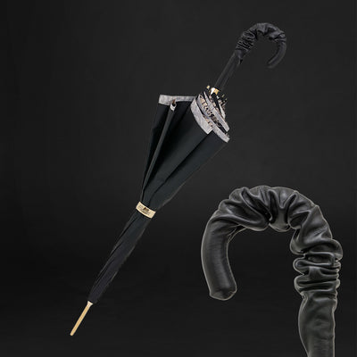 Fashionable black umbrella with exclusive snake print interior