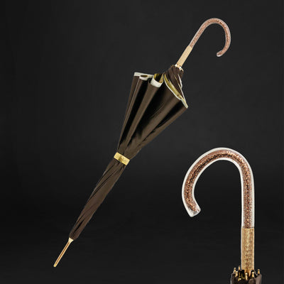 Luxury khaki umbrella with flowered canopy