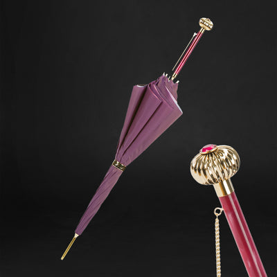 Designer purple umbrella with roses interior