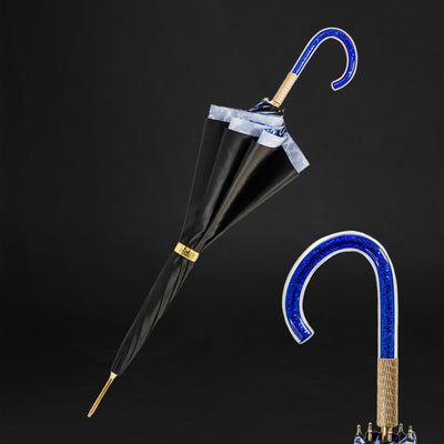 Glamour black umbrella with printed interior