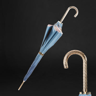 Exclusive designer navy blue umbrella with floral interior