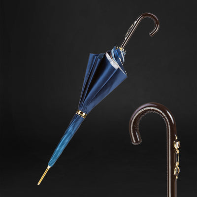 Navy double cloth umbrella with bridles print interior