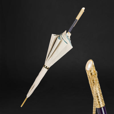 Chic vintage pearled handle umbrella for women