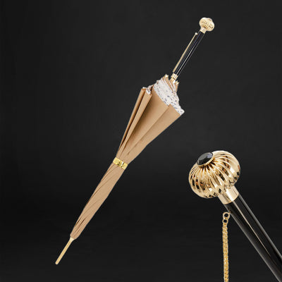 Exclusive beige double cloth classic umbrella