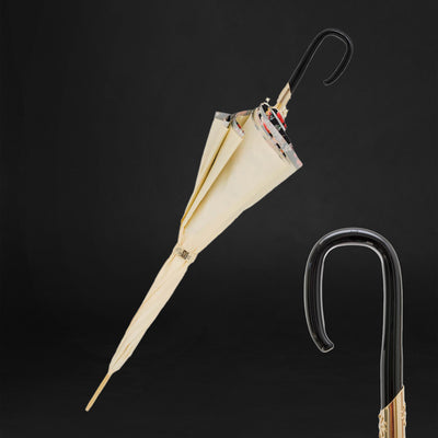 Creamy flowered double cloth umbrella