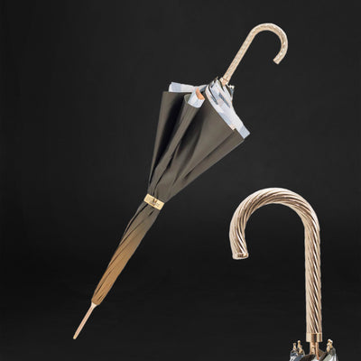 Women's umbrella with artisan touch and handmade yellow flowers