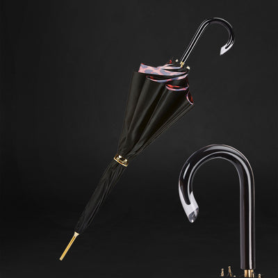 Fashionable red double cloth umbrella with chic leopard interior