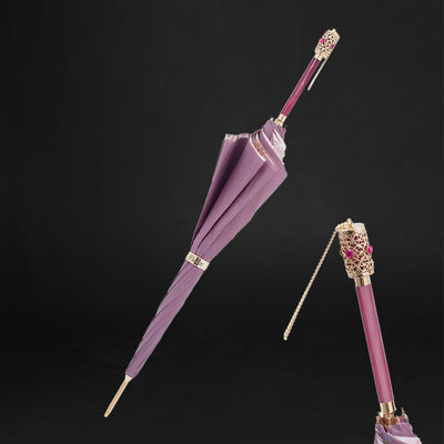 Unique handle design handcrafted umbrella for her, purple