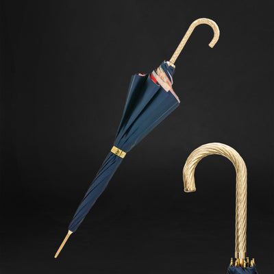 High-quality women's rain umbrella with brass handle handcrafted