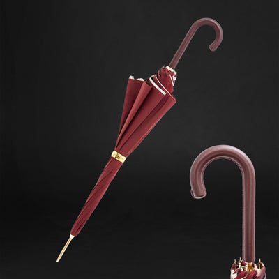 Premium women's umbrella for rain with artisan leather handle