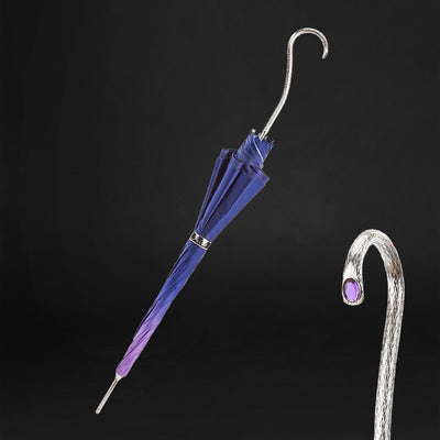 Stylish purple double cloth umbrella with jeweled brass handle