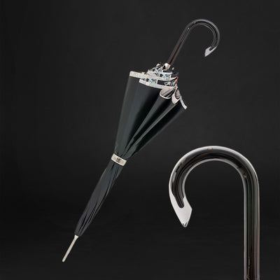 Black canopy umbrella with comics interior for womenExclusive gift umbrella with comics interior in black