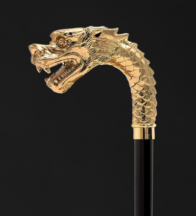 Designer Golden Dragon Handle Walking Cane