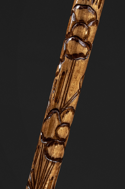 Walking Cane for Ladies Poppies, Flower Wooden Walking Stick