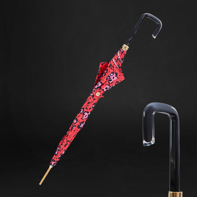Chic red cheetah print umbrella for women