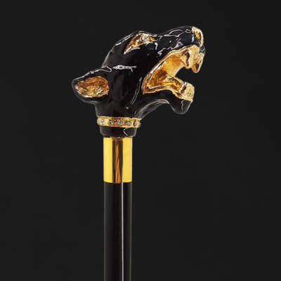 Walking sticks with jewel-encrusted handles