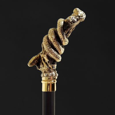 Unique Gold-plated Snake Handle with Crystals Cane