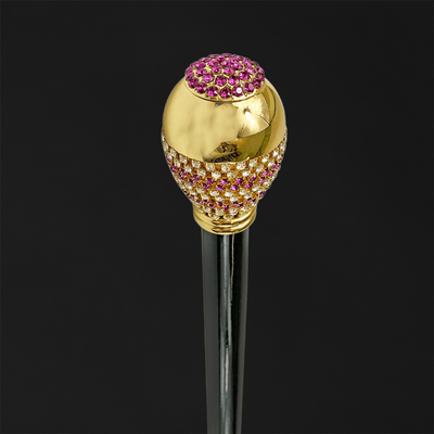 Modern walking cane with fuchsia crystals