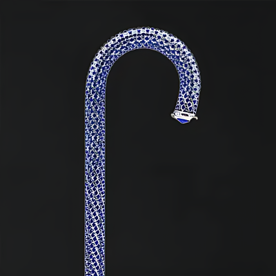 Chic Silver Plated Brass Walking Cane with Crystals