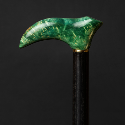 Modern Malachite Shade Walking Cane with Maple Burl Handle