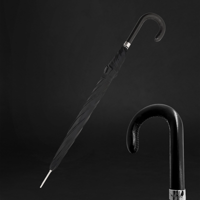 Stylish men's umbrella with sophisticated leather handle