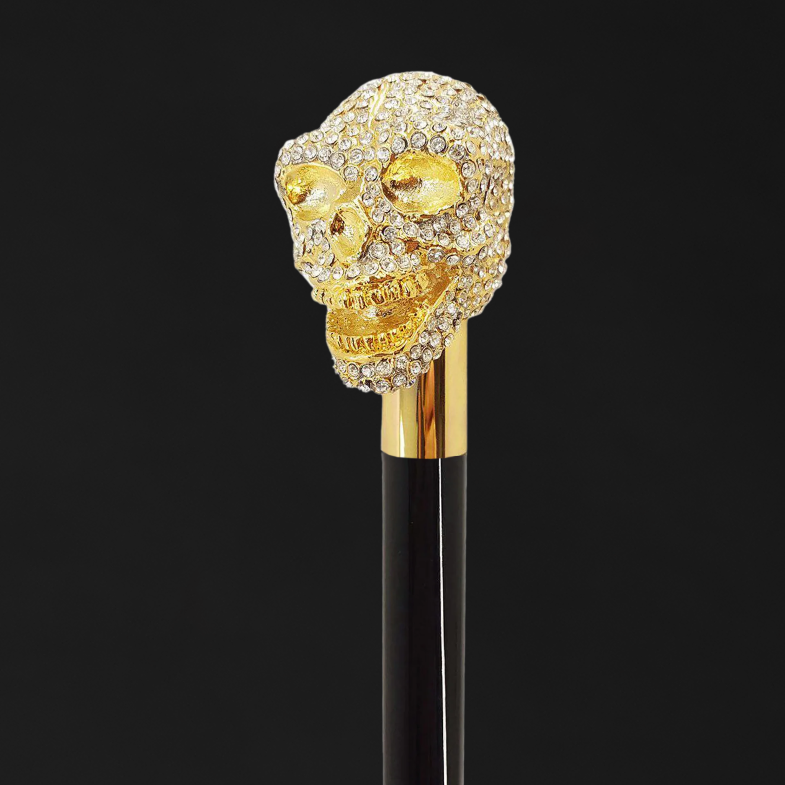 Chic Gold Skull Walking Cane with Swarovski Crystals | ART WALKING