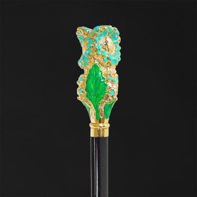 Enamelled flower walking stick