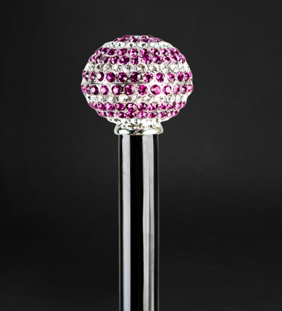 925 Silver-Plated Walking Cane with Multicolor Knob Handle