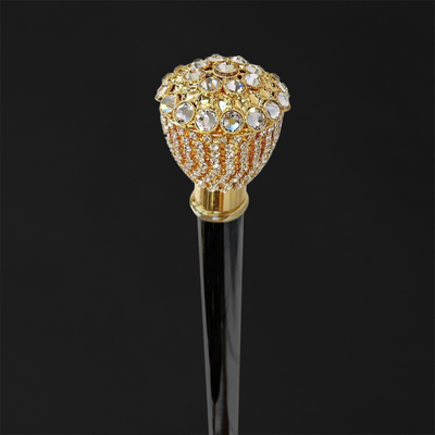 Bright walking sticks with crystals-encrusted knob