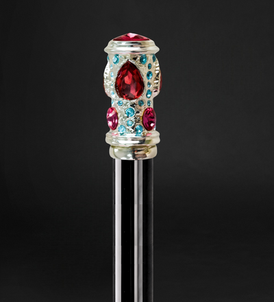 Luxury Multicolor Walking Cane with Silver-Plated 925 Shaft